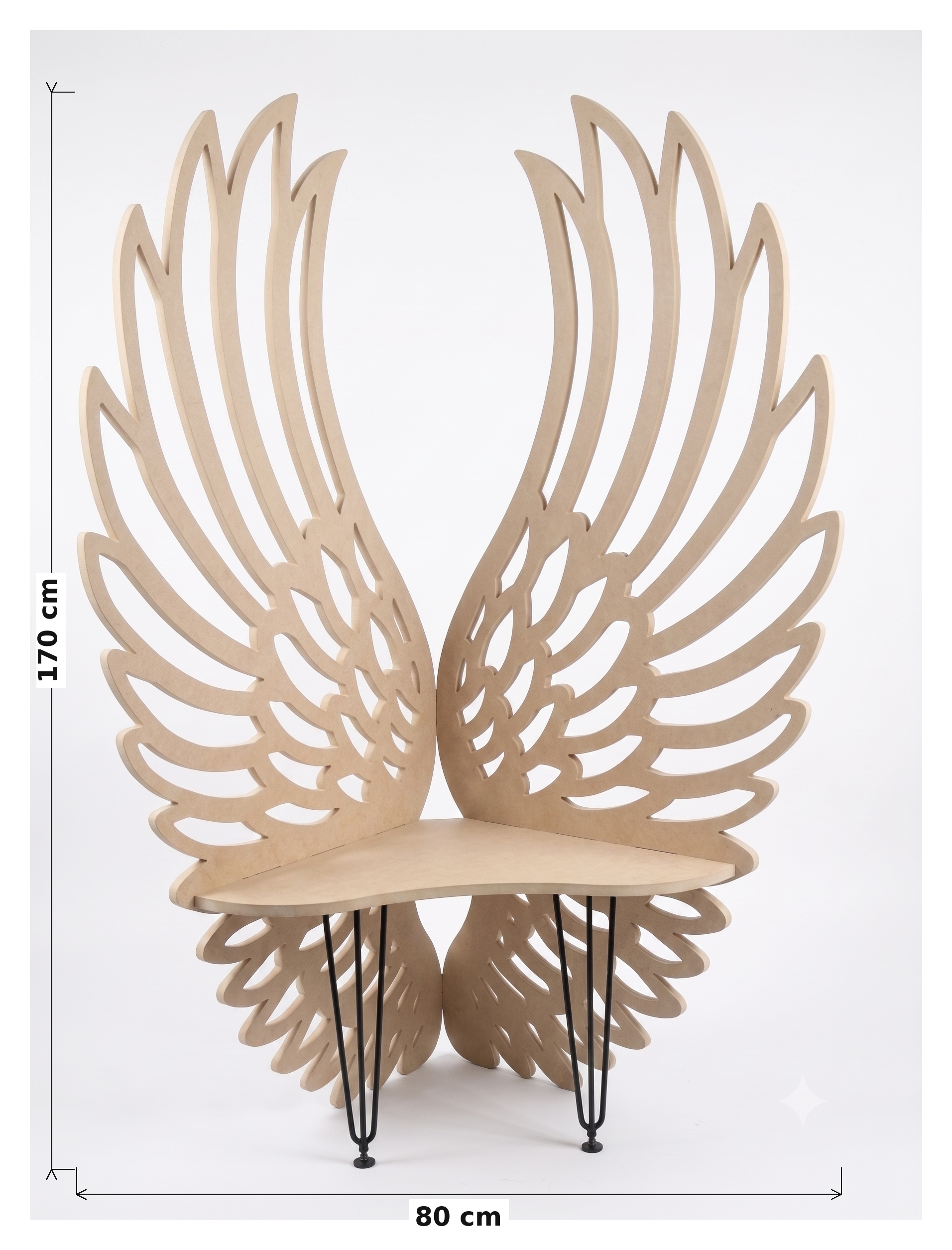 Ławka – Anielskie Skrzydła 80x170cm, surowy MDF - obrazek 2