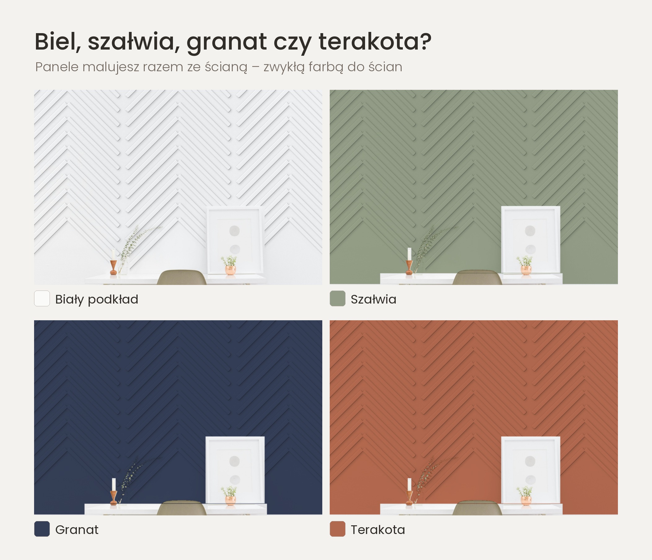 Listwy 3D w różnych kolorach ściany