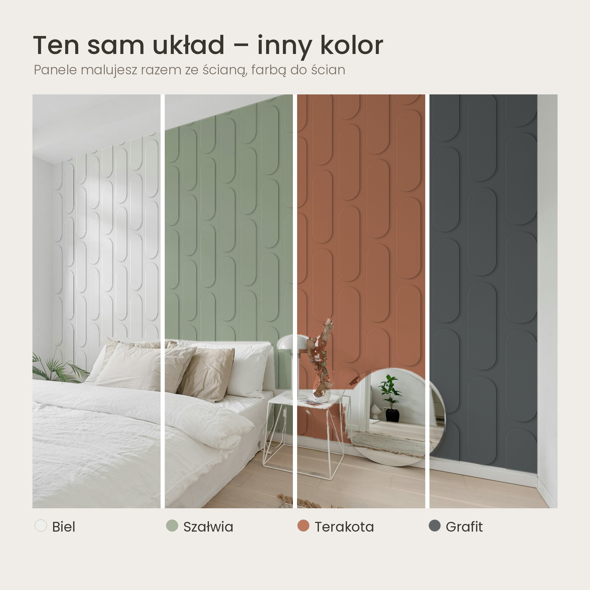 Panele ścienne 3D owal w różnych kolorach